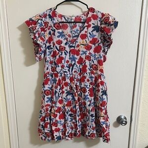 EUC Entro Women’s Floral Poppy Ruffle Dress